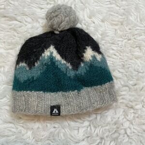 Ambler Wool Mountain Scene Pom Beanie Hat